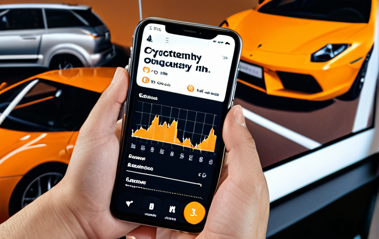 **Image Prompt:** A young adult looking at a smartphone displaying a complex cryptocurrency chart, with a thought bubble showing fast cars and luxury items. The background should be filled with confusing financial jargon and cautionary signs in Portuguese. The overall tone should be cautionary but with a hint of allure.